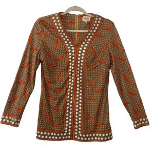 Mr. Dino 1960 vintage polka dot bird zip long sleeve top. Vintage size 12